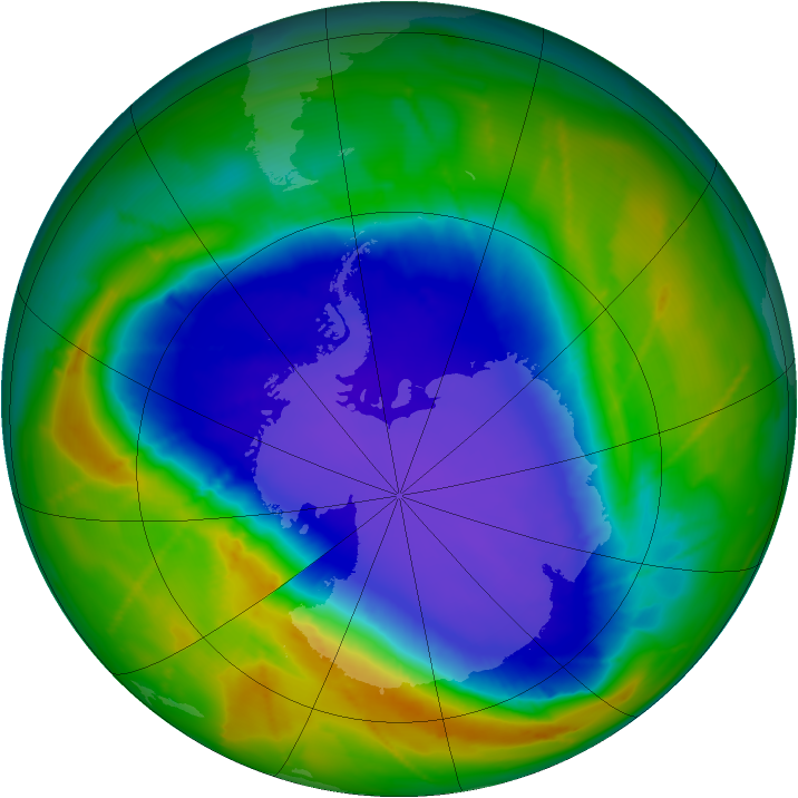 Antarctic ozone map for 08 October 2010